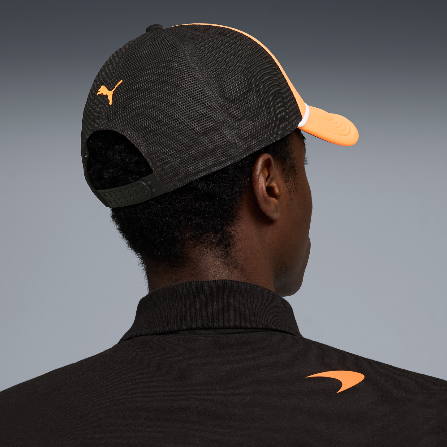 The Woking Trucker Cap | Papaya & Stealth Black