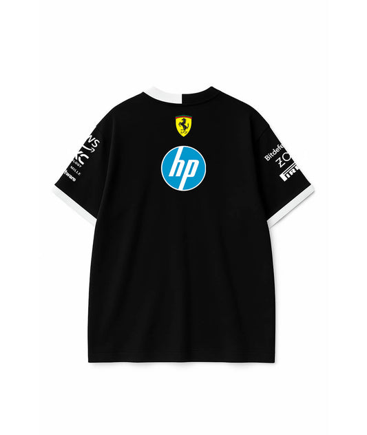 Scuderia Ferrari 2023 Race Tee – Black Edition with Full Sponsor Grid