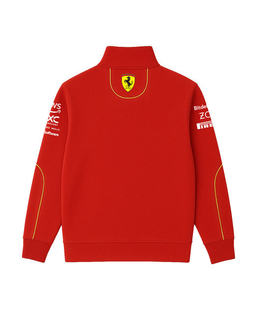 Scuderia Ferrari 2023 F1 Team Sweatshirt – Red Zip Edition with Yellow Piping