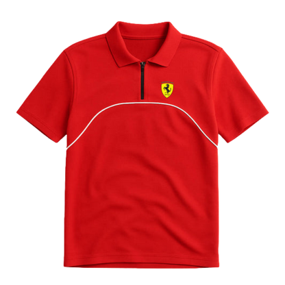 The Maranello Core Polo | Carbon & Rosso Corsa