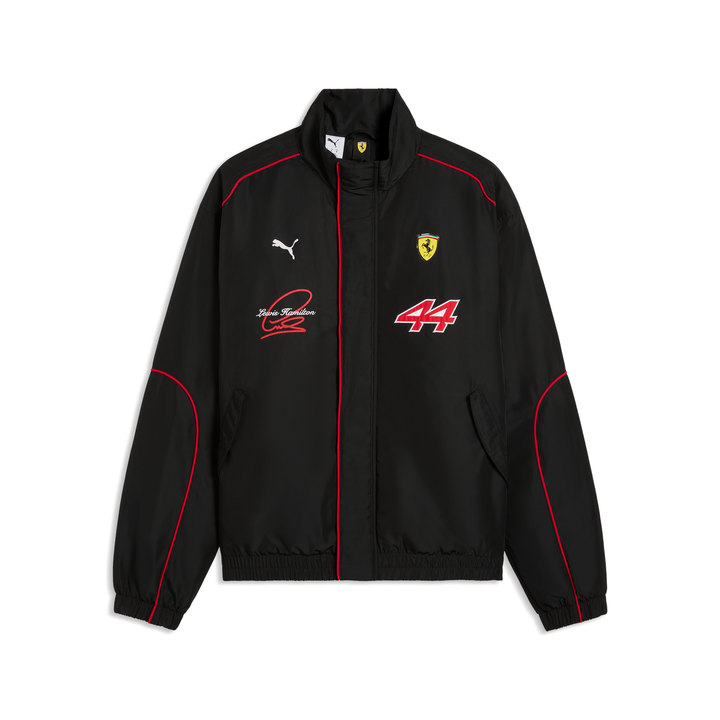 The Maranello LH44 Track Jacket | Stealth Black & Rosso