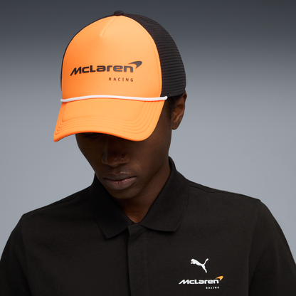 The Woking Trucker Cap | Papaya & Stealth Black